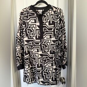 H&M Richard Allen Black/Tan Graphic Longsleeve Dress/Top Size 6